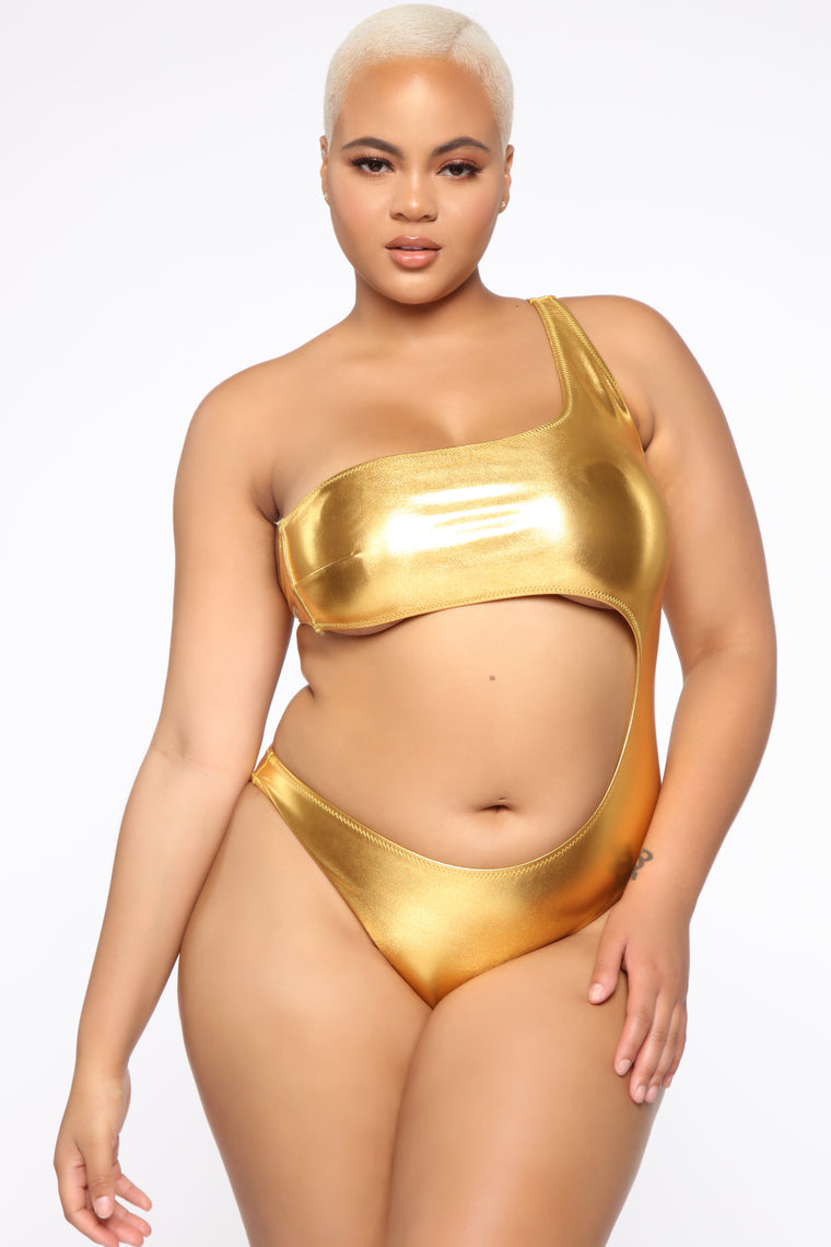 plus size gold bikini