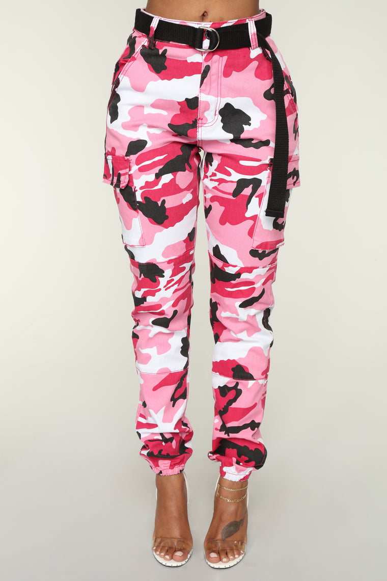 pink and white joggers