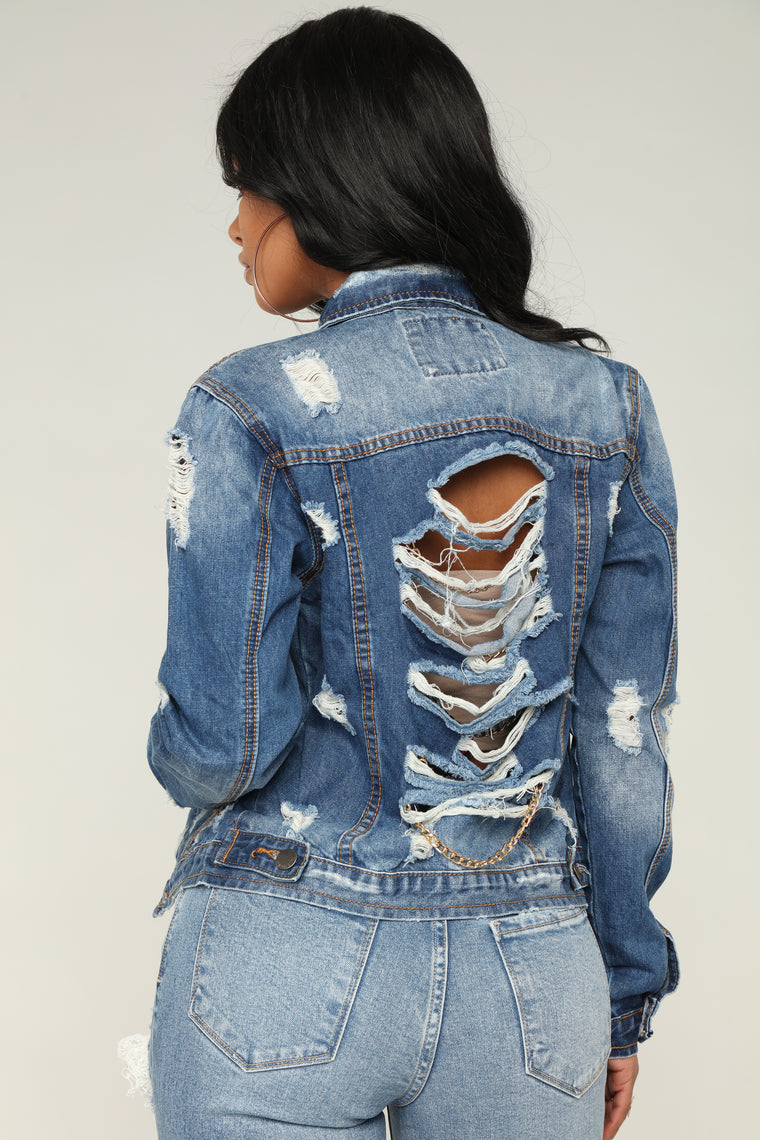 blue jean distressed jacket