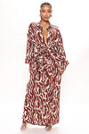 Safari Vibes Maxi Dress - Brown/combo