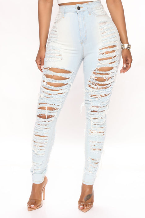 Caught In Your Love Distressed Jeans - Light Blue Wash | Fashion Nova, Jeans | Fashion