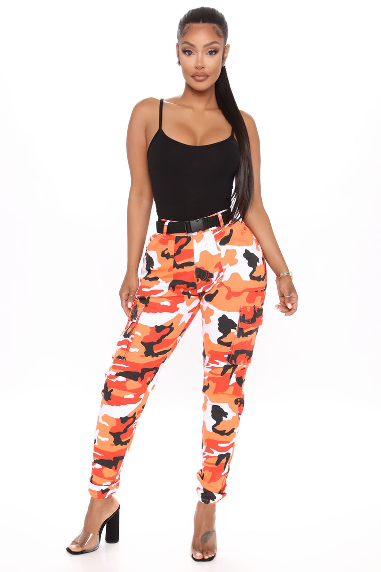 Battle For Your Love Camo Joggers - Orange/combo - Pants - Fashion Nova