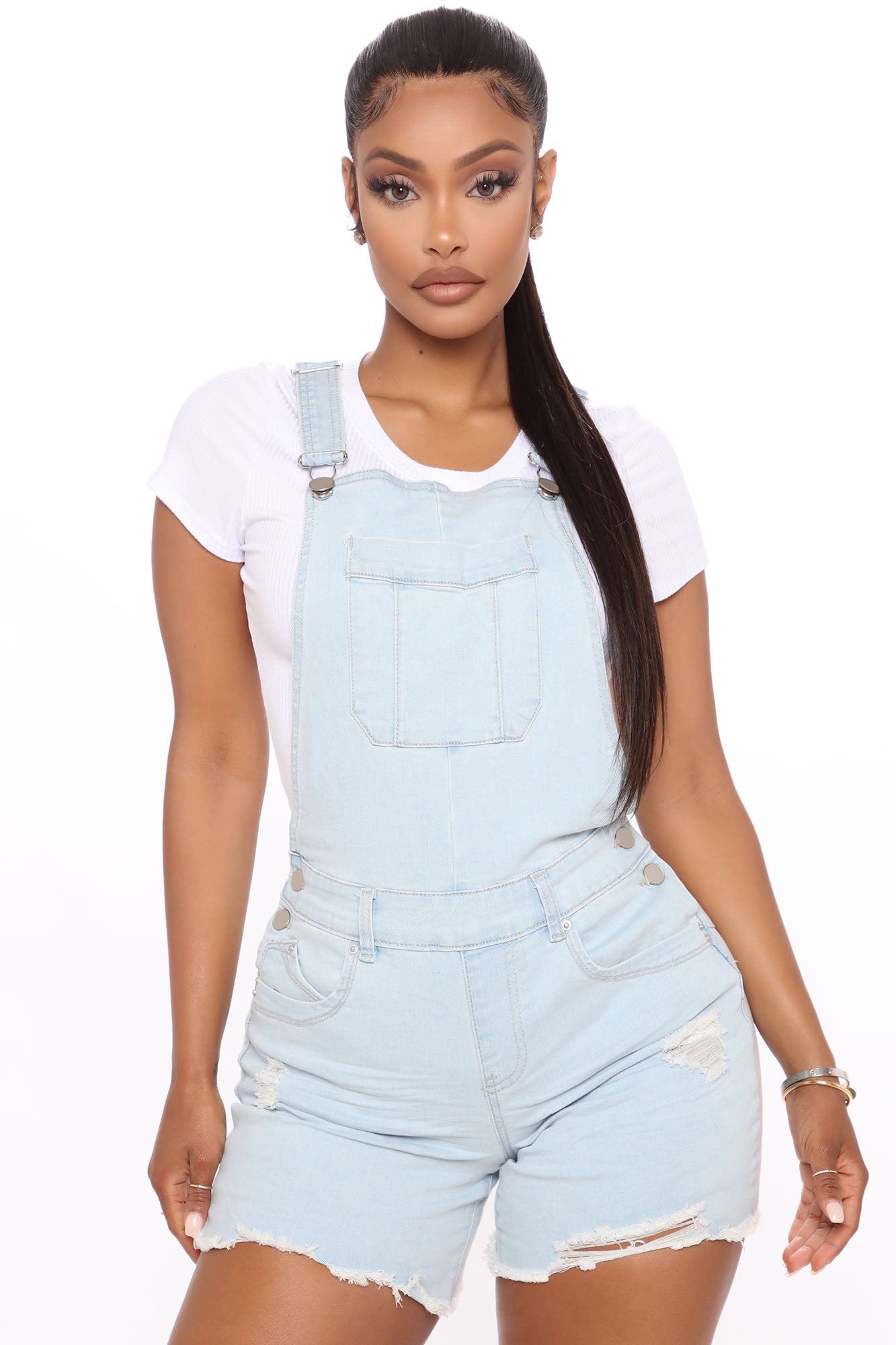 Kelsea Booty Lifting Denim Shortalls - Light Blue Wash – Fashion Nova