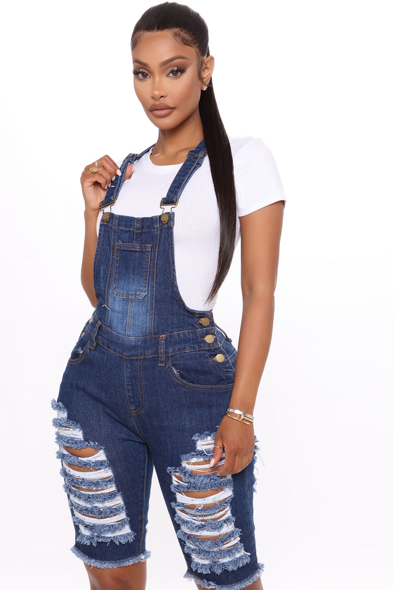 Wave Crasher Denim Bermuda Shortalls - Dark Wash | Fashion Nova, Jean ...