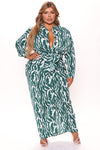 Safari Vibes Maxi Dress - Green/combo