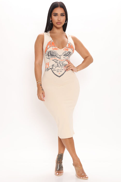 American Dark Star Midi Dress - Cream