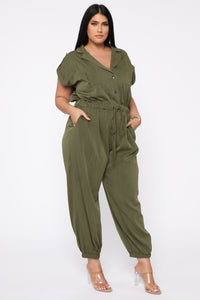 Mariel Utility Jumpsuit - Olive