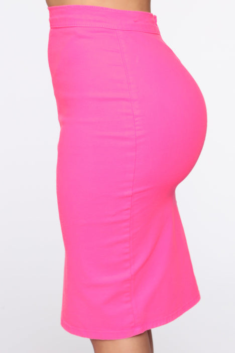 neon high waisted pencil skirt