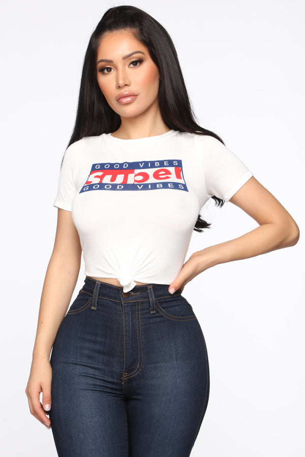 Super Good Vibes Top - White – Fashion Nova