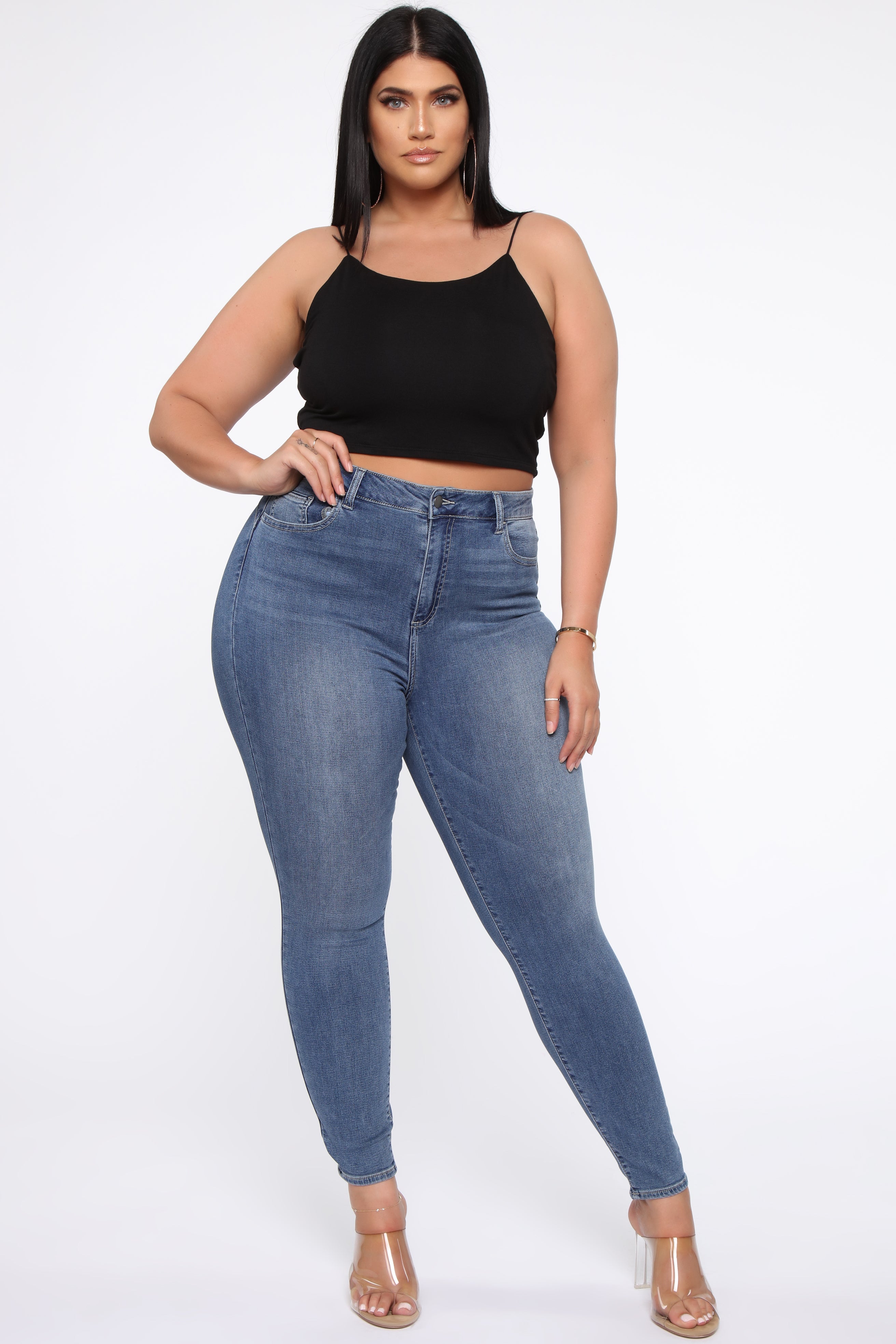 Hustlin' Hard High Rise Skinnies - Medium Blue Wash – Fashion Nova