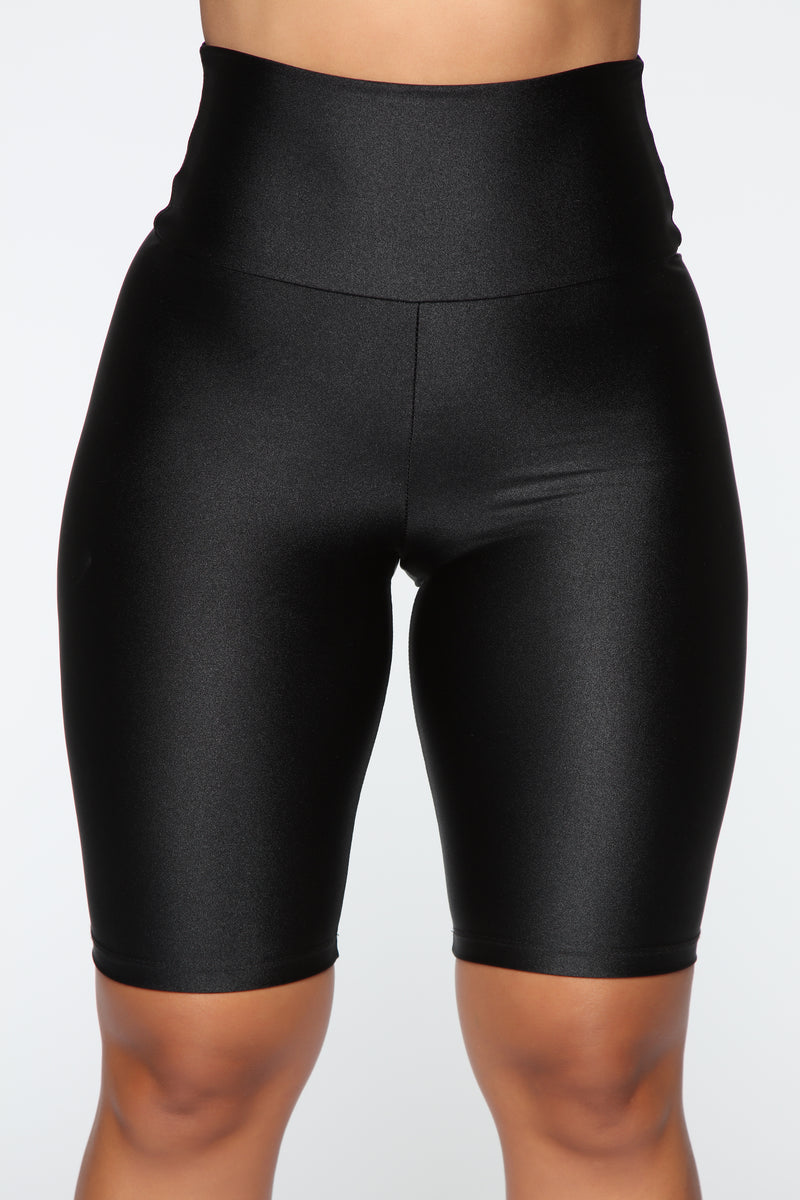 Nova Baesic Biker Short In Glossy Fabric - Black | Fashion Nova, Shorts ...
