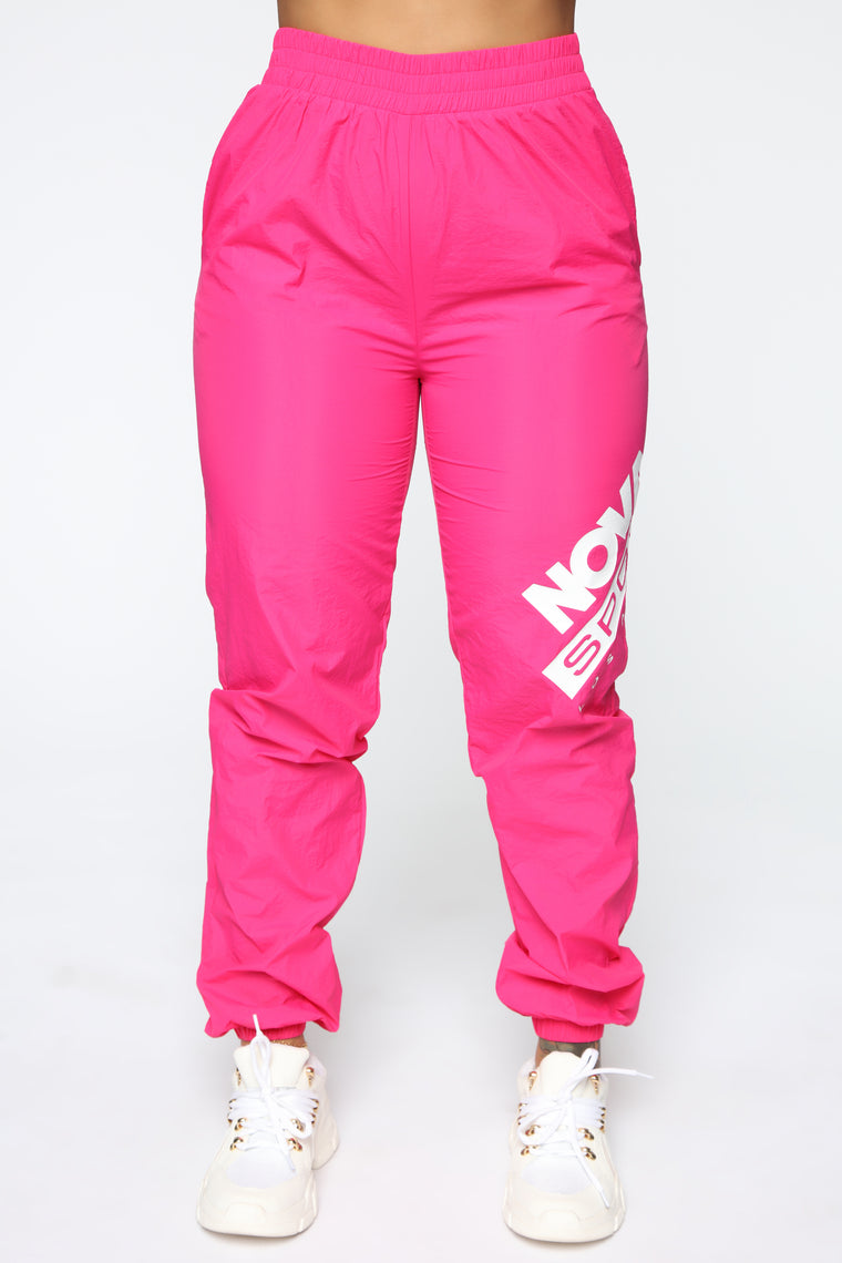 pink and white joggers