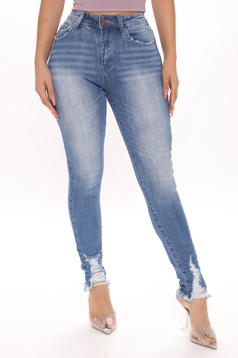 What I Like Distressed Ankle Jeans - Medium Blue Wash, Jeans | Fashion Nova