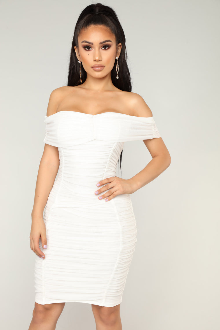 ruched dress white