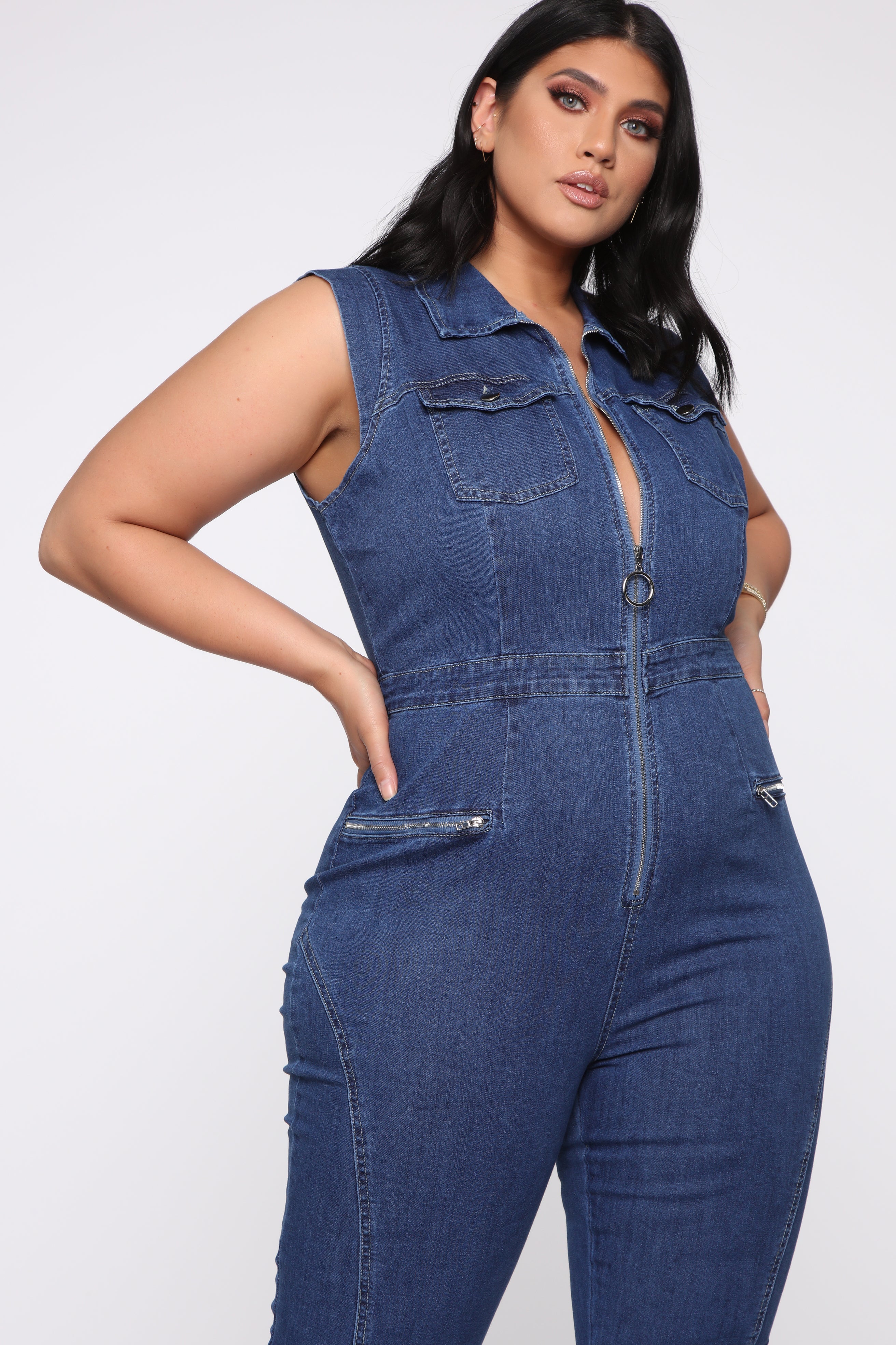 Dream Big Denim Jumpsuit - Medium Blue Wash – Fashion Nova