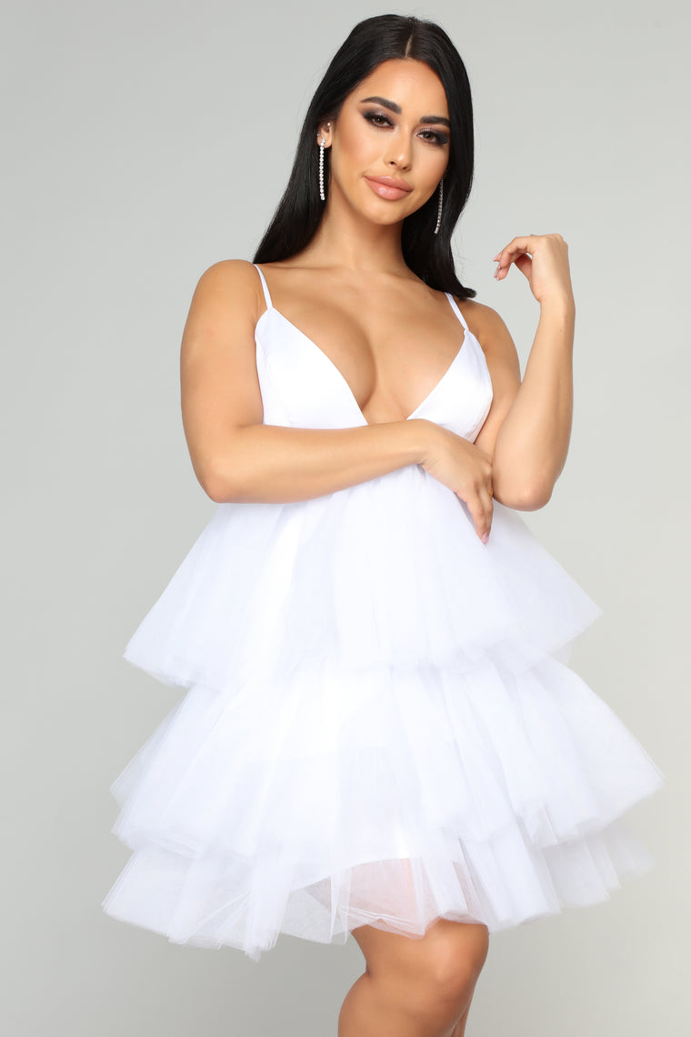 She Bad Ruffle Dress - White, Dresses 