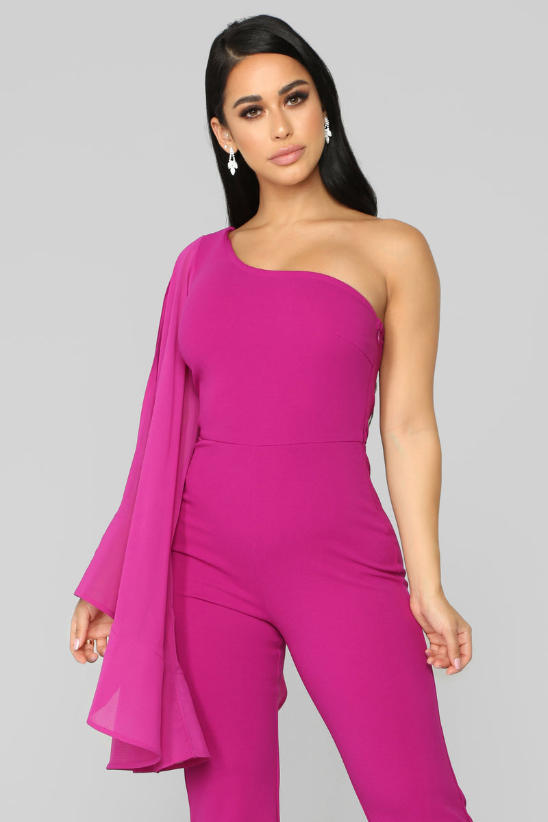 Don't Let Him Sleeve Jumpsuit - Magenta, Jumpsuits | Fashion Nova