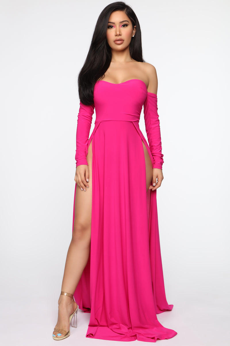 Elegantly Fab Off Shoulder Maxi Dress - Magenta, Dresses | Fashion Nova