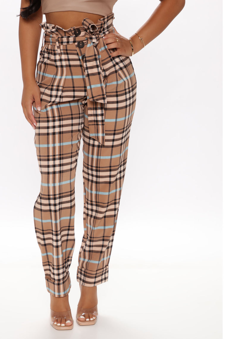 Plaid With Your Emotions Pants - Tan 
