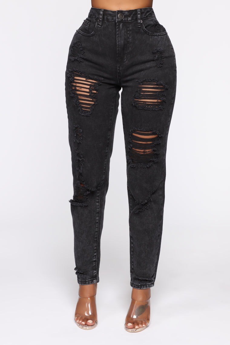 black destructed jeans