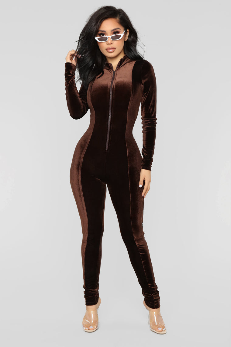 Chocolate Dream Velvet Jumpsuit Brown – Fashion Nova