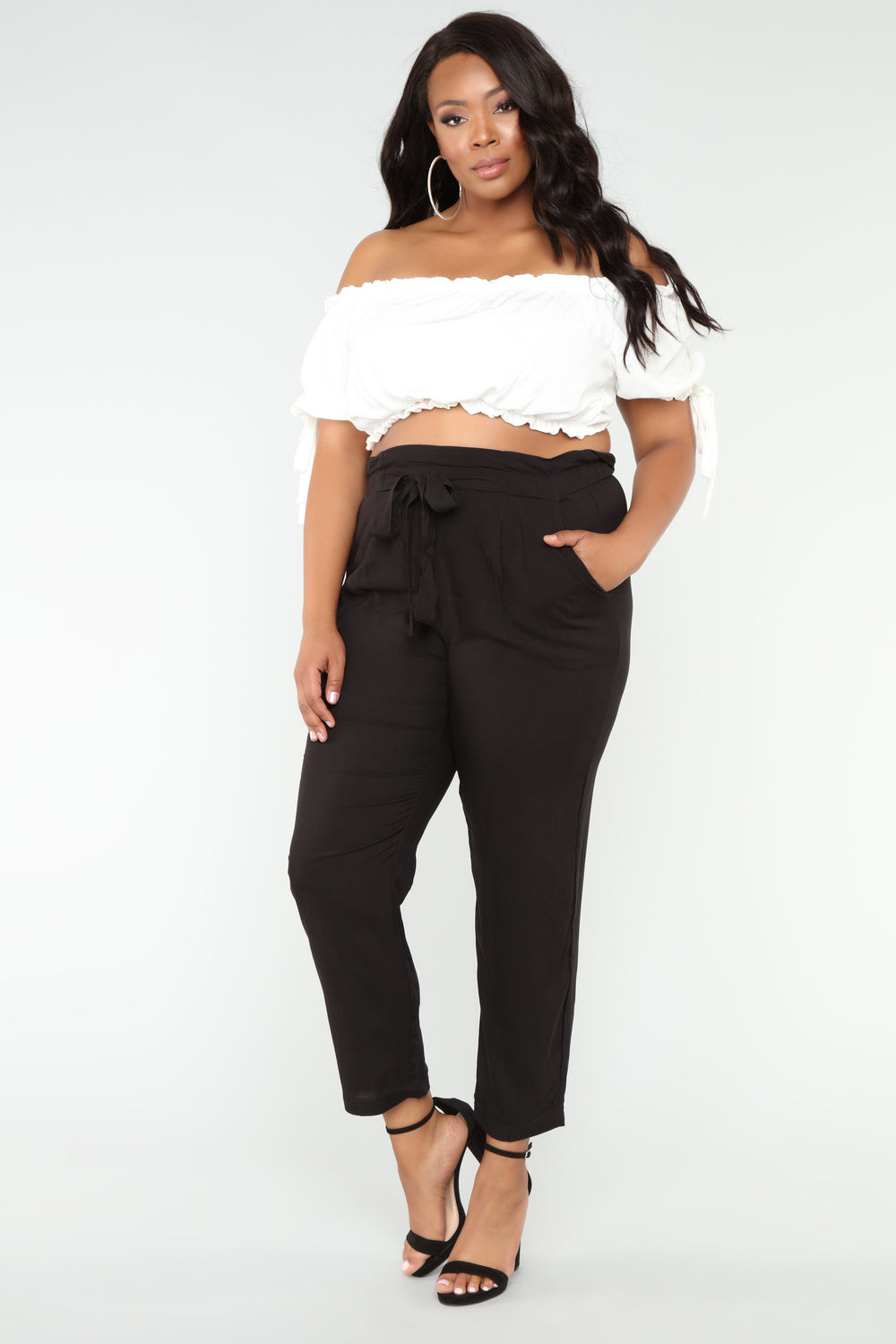 Classic Paper Bag Waist Pants - Black