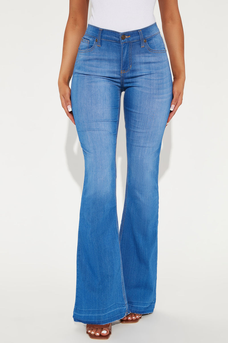 Here For You Flare Jeans - Medium Blue Wash | Fashion Nova, Jeans ...
