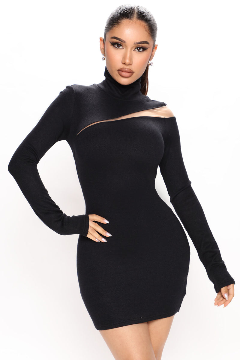 Mesh Me Up Knit Mini Dress - Black | Fashion Nova, Dresses | Fashion Nova