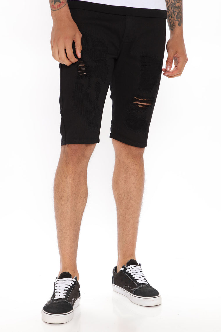 distressed denim shorts black