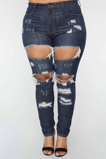 plus size ripped jeans front and back