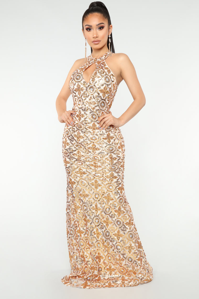 In Sequence Dress Ivorygold 