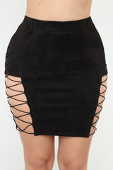 Dree Lace Up Mini Skirt - Black