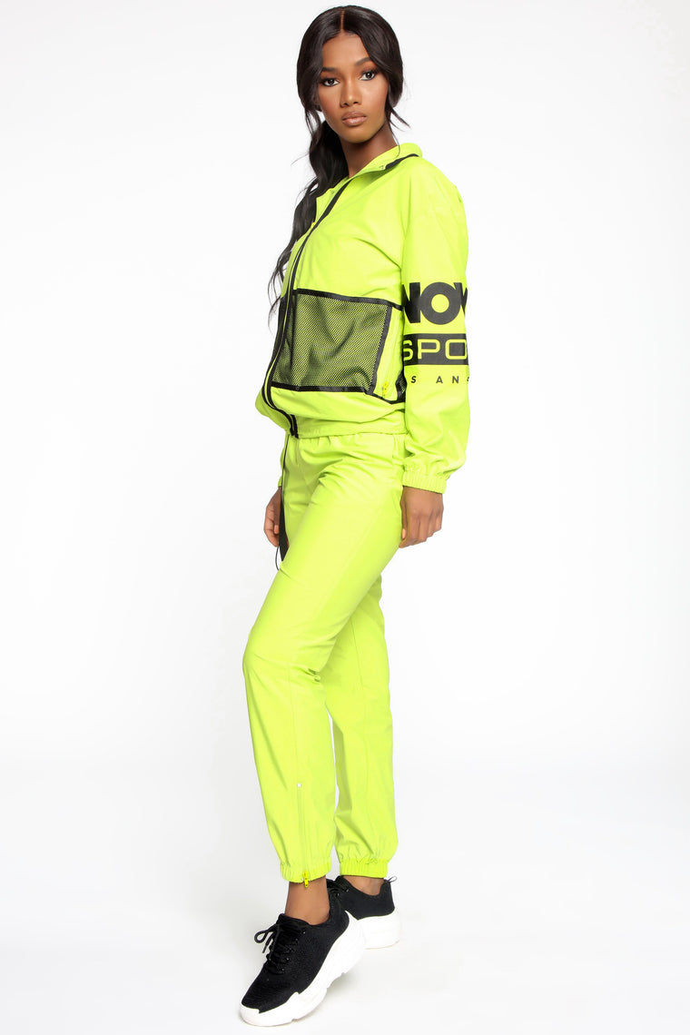 Looking Bad As Ever Windbreaker Joggers - Lime - Activewear - Fashion Nova