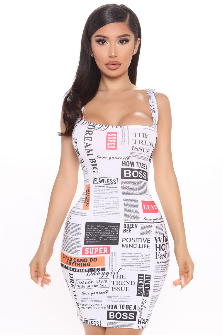 fashion nova newspaper dress