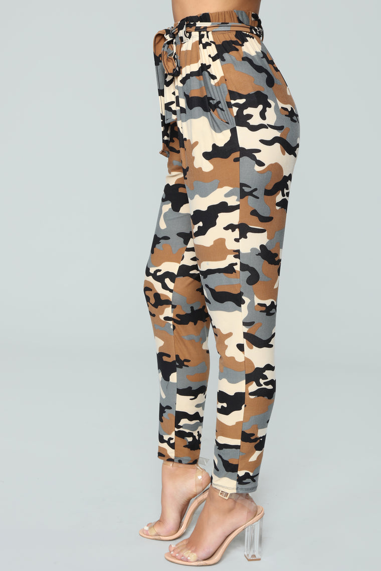 Celine Tie Waist Pants - Camouflage