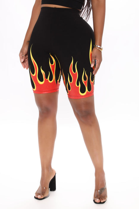 fire biker shorts