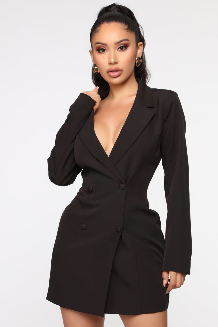 black blazer mini dress