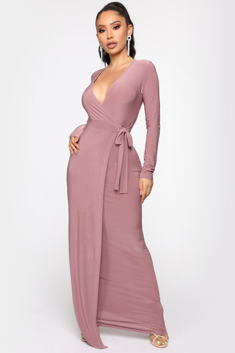 long maxi wrap dress