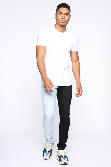 two tone jeans black and white