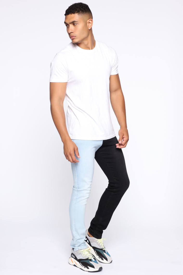 Two Tone Skinny Jeans Blackcombo Mens Jeans Fashion Nova 