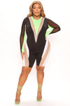 Run It Back Colorblock Romper - Lime