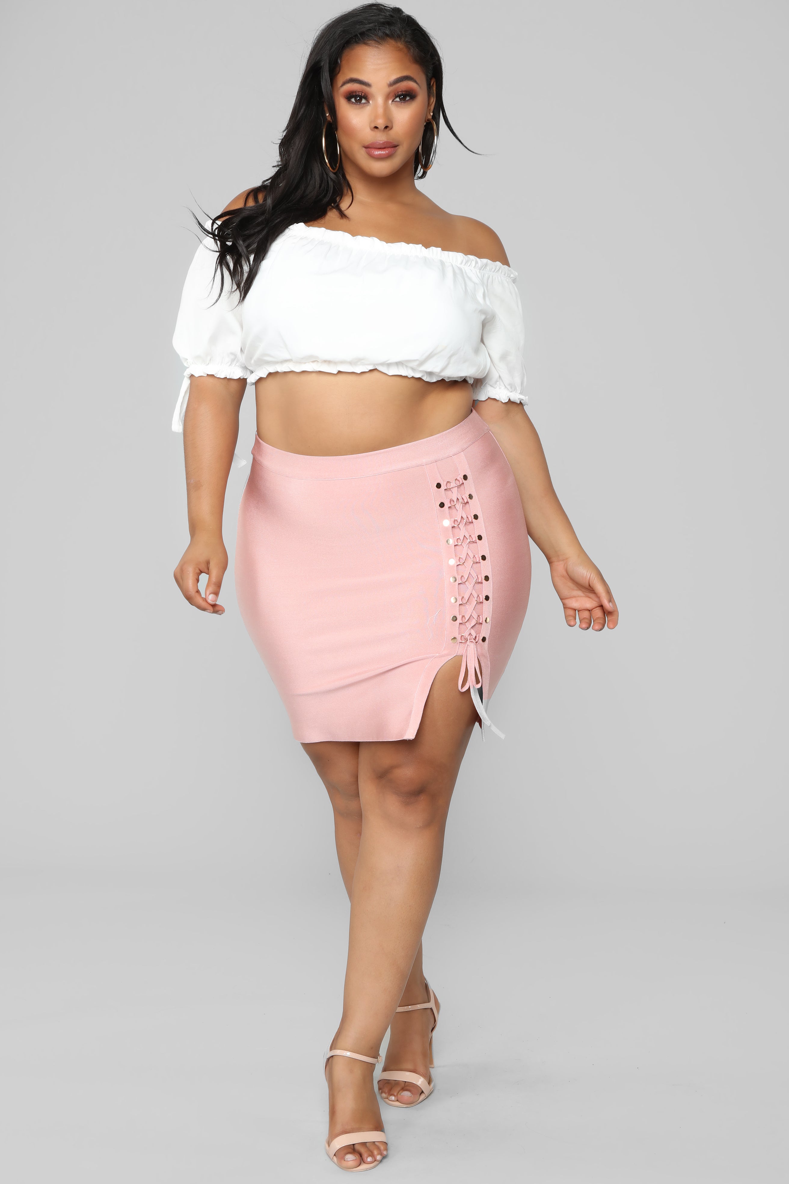 Felicity Bandage Lace Up Skirt - Pink – Fashion Nova