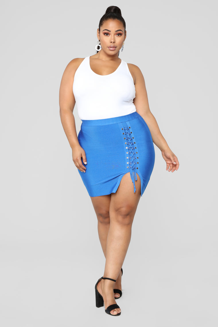 Felicity Bandage Lace Up Skirt - Blue, Skirts | Fashion Nova