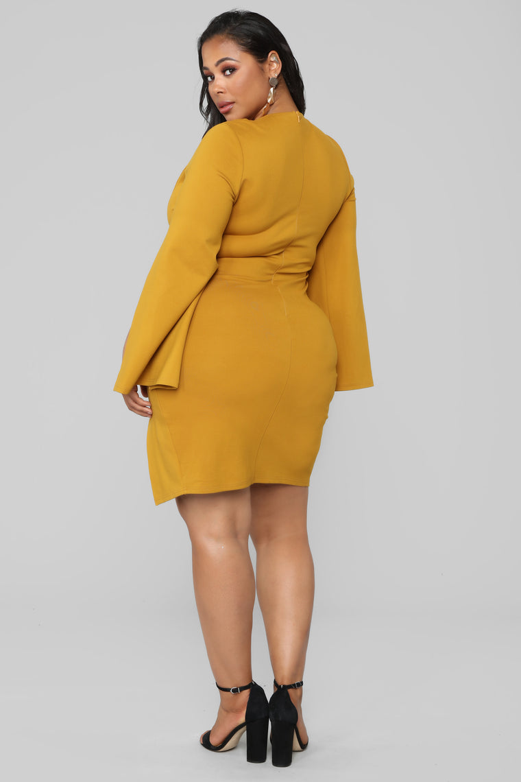 More Than Enough Slit Dress - Mustard, Dresses | Fashion Nova