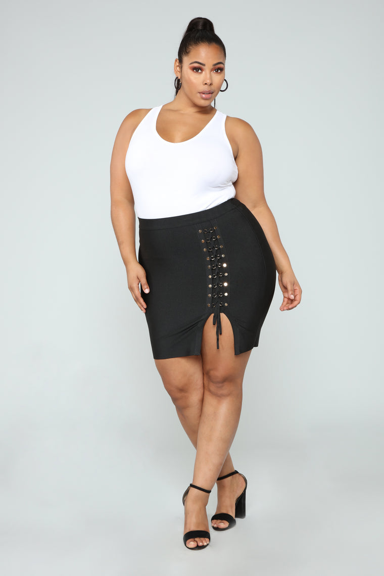 Felicity Bandage Lace Up Skirt - Black - Skirts - Fashion Nova