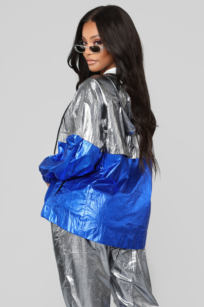 Evalyn Metallic Windbreaker - Grey/Blue | Fashion Nova, Jackets & Coats ...