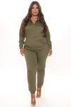 Aviator Babe Jumpsuit - Olive