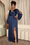 Devina Satin Maxi Dress - Navy