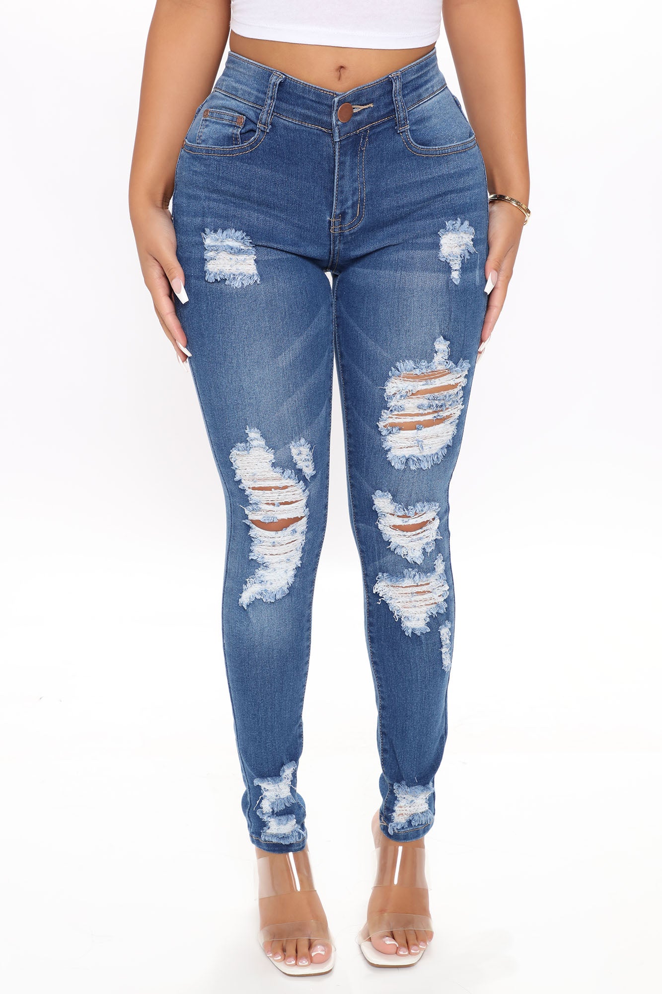 Reagan Mid Rise Skinny Jeans - Medium Blue Wash – Fashion Nova
