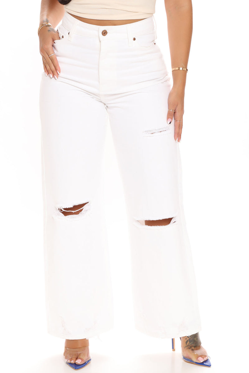 90's Baby Non Stretch Wide Leg Jeans - White, Jeans | Fashion Nova